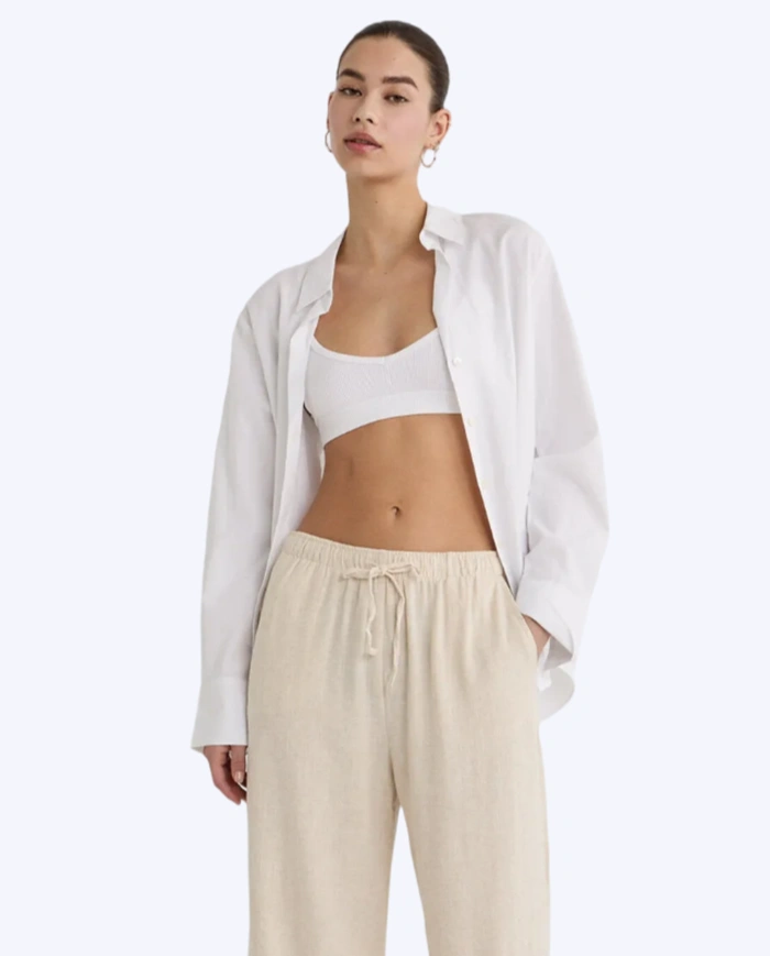 Keten Karışımlı Bol Kesim Pantolon