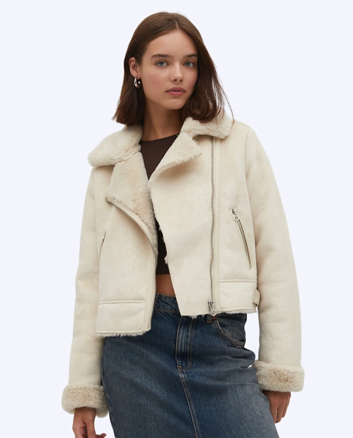 Suni Kürklü Astarlı Süet Suni Deri Mont